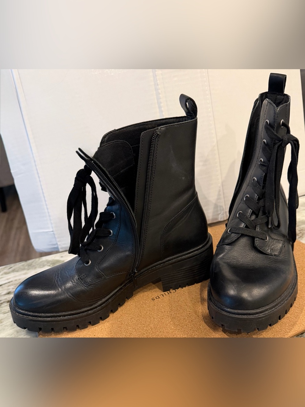 Black Lace-Up Chunky Combat Boots - Women